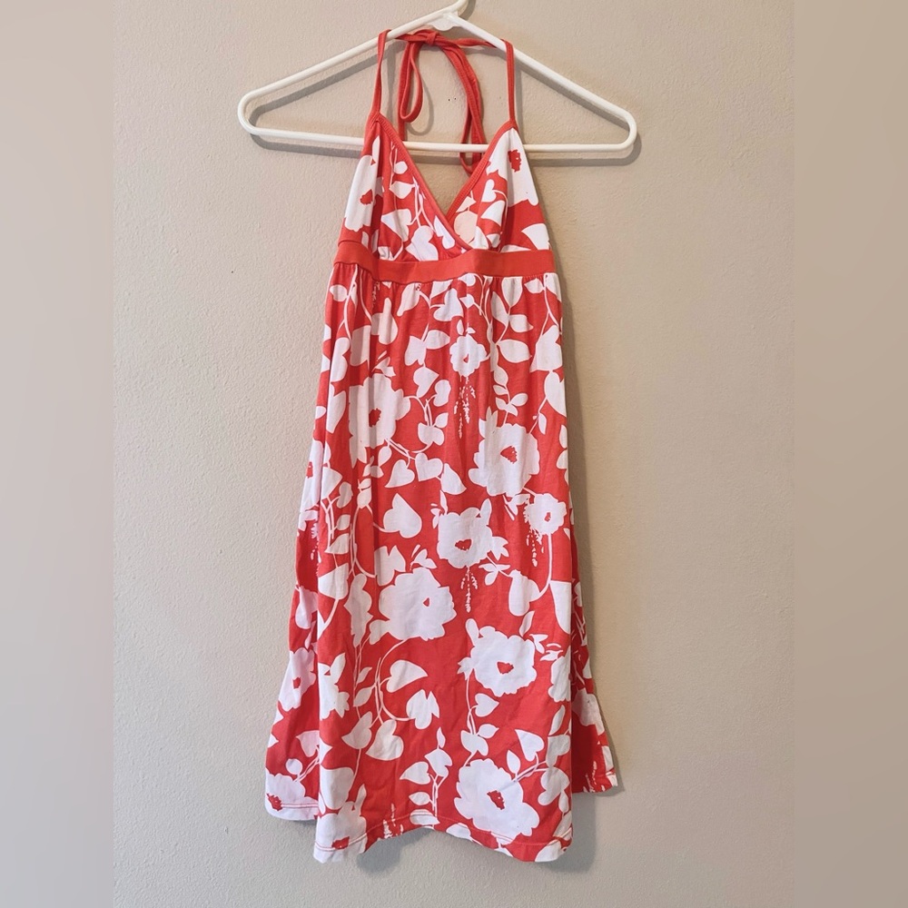 Aeropostale Y2k Vintage 2000s Orange Floral Halter Babydoll Dress size small